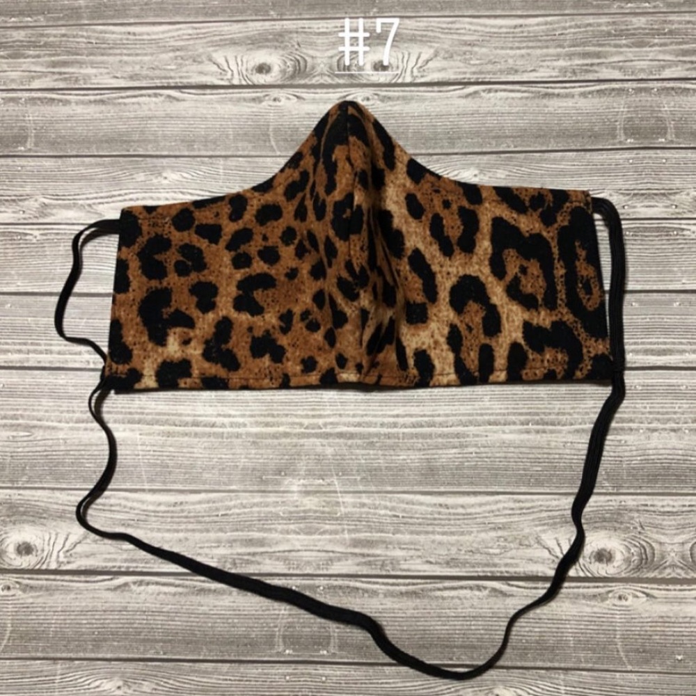 Leopard print face mask hanging